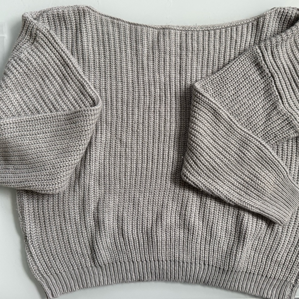 Light grey Ribbed Boatneck Women's Sweater